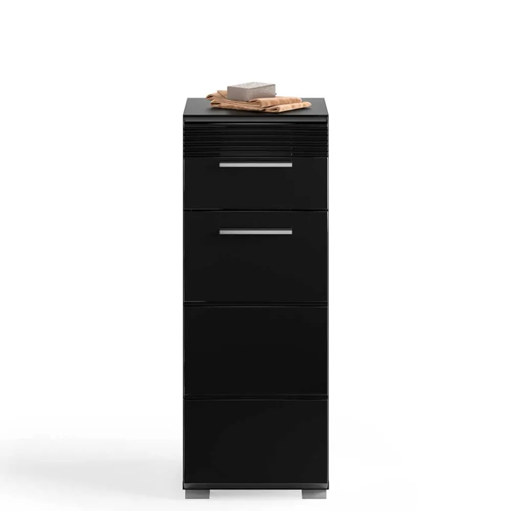 Wohnen Badschränke*Badezimmer Unterschrank in Schwarz hochglänzend - Culina