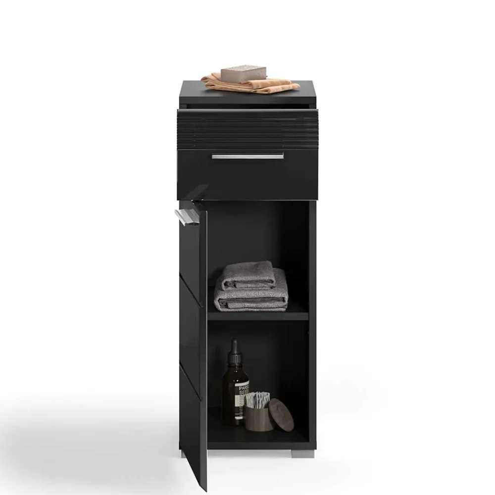 Wohnen Badschränke*Badezimmer Unterschrank in Schwarz hochglänzend - Culina
