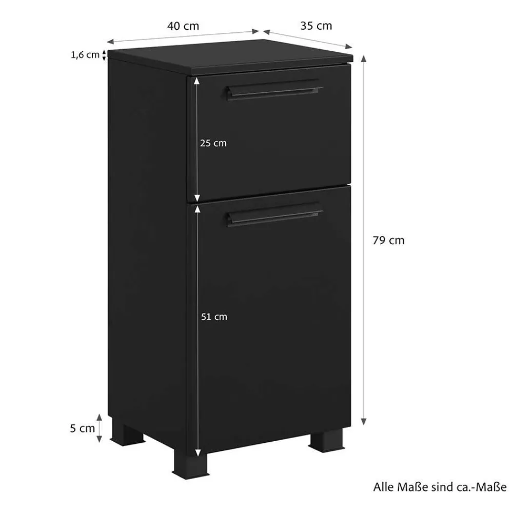 Wohnen Badschränke*Badezimmer Unterschrank in Schwarz - Ostoro