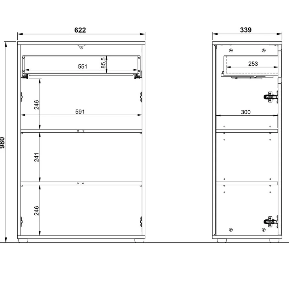 Wohnen Büroschränke|Highboards*Badezimmer Vertiko in Grau - Ancela