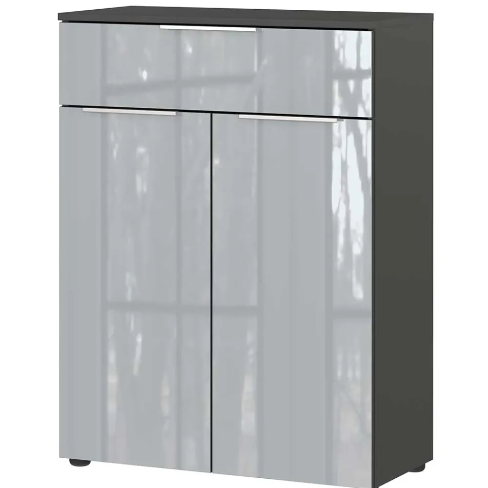 Wohnen Badezimmer Vertiko in Silbergrau Glas - Dikono