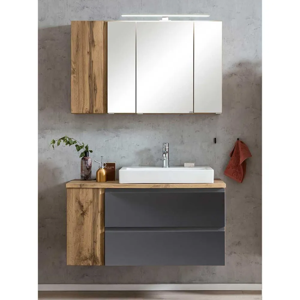 Wohnen Glasmöbel|Badezimmer Komplett*Badezimmer Waschplatz 105 cm breit - Jambi I (zweiteilig)