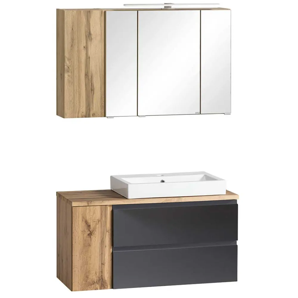 Wohnen Glasmöbel|Badezimmer Komplett*Badezimmer Waschplatz 105 cm breit - Jambi I (zweiteilig)