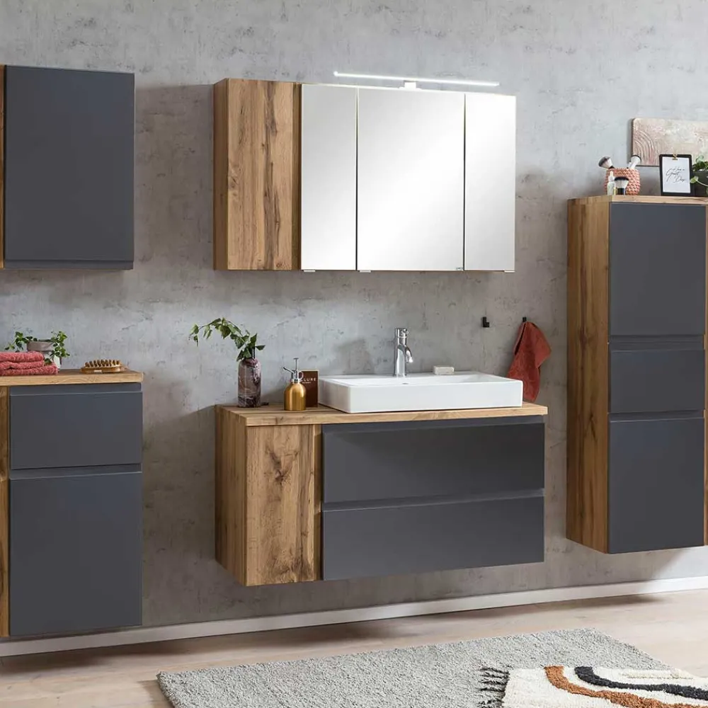 Wohnen Glasmöbel|Badezimmer Komplett*Badezimmer Waschplatz 105 cm breit - Jambi I (zweiteilig)