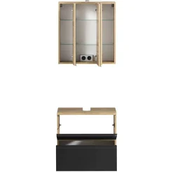 Wohnen Badezimmer Komplett*Badezimmer Waschplatz in mattem Grau - Jambi (zweiteilig)