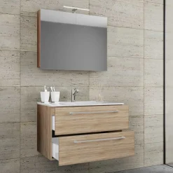 Wohnen Badezimmer Waschplatz Set mit LED - Caleena (zweiteilig)