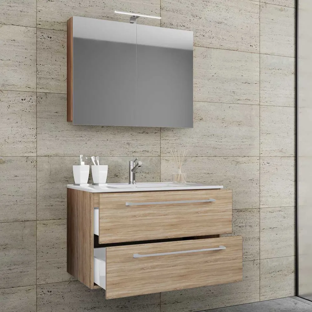 Wohnen Badezimmer Waschplatz Set mit LED - Caleena (zweiteilig)