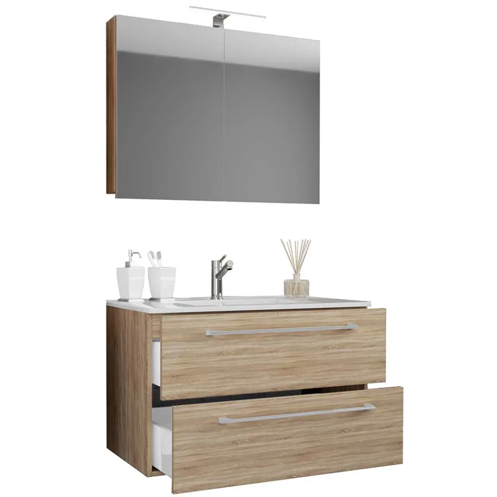 Wohnen Badezimmer Waschplatz Set mit LED - Caleena (zweiteilig)