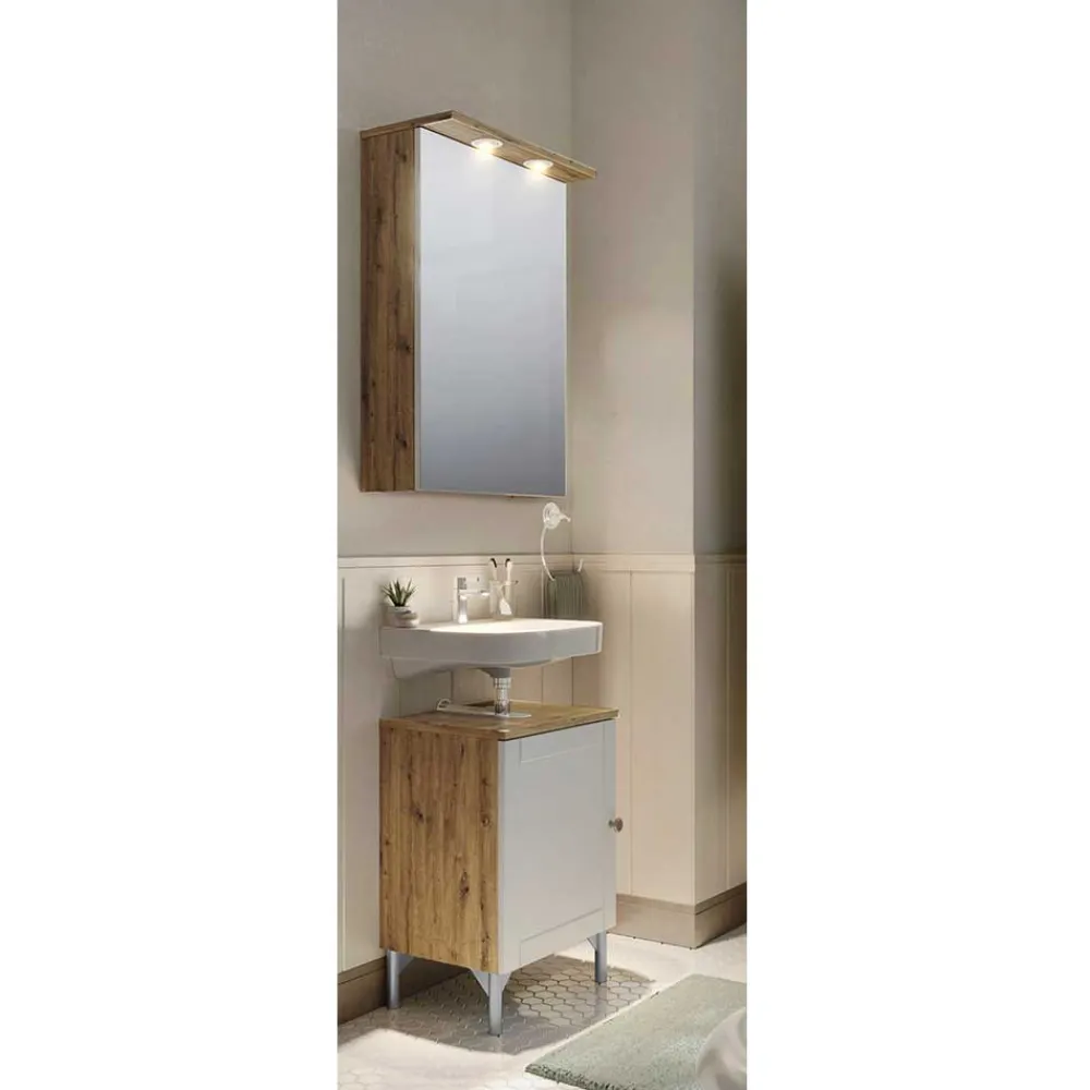 Wohnen Weiße Möbel|Glasmöbel*Badezimmer Waschplatz Set Landhaus - Traciana (zweiteilig)