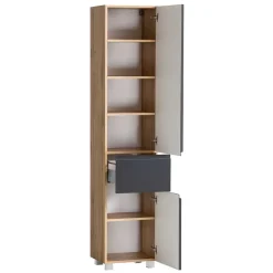 Wohnen Graue Möbel|Glasmöbel*Badezimmer Waschplatz und Hochschrank - Jambi II (dreiteilig)