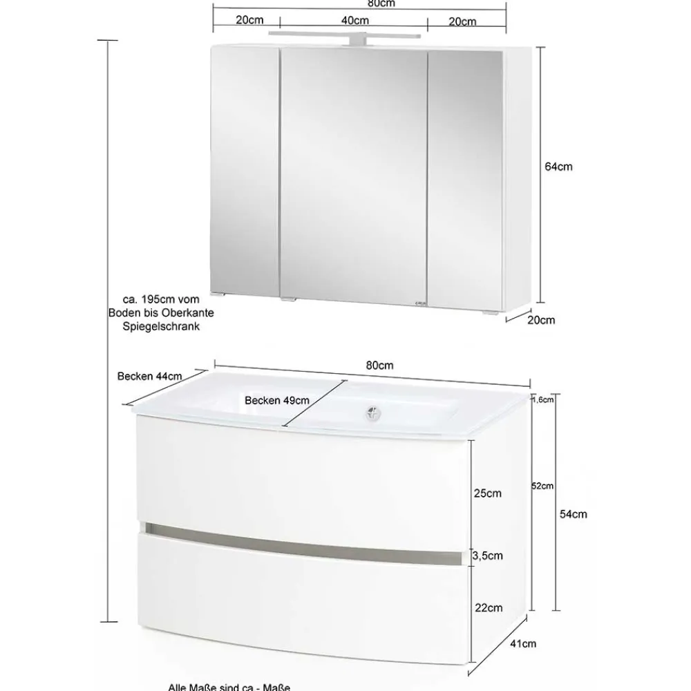 Wohnen Badezimmer Komplett*Badezimmer Waschtisch Kombination - Natarivos (zweiteilig)