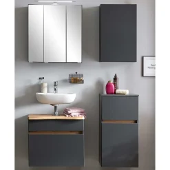 Wohnen Graue Möbel|Glasmöbel*Badezimmerblock Schrank Set - Agiruan (vierteilig)
