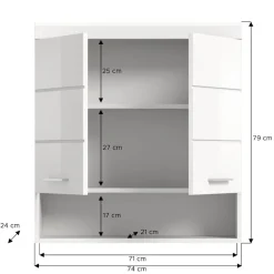 Wohnen Badezimmer-Hängeschrank mit Doppeltür - Henriette