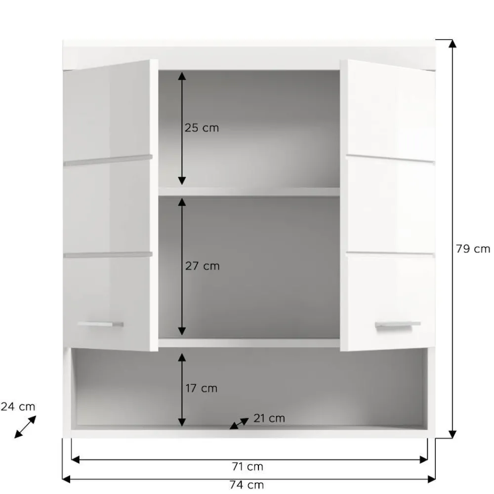 Wohnen Badezimmer-Hängeschrank mit Doppeltür - Henriette