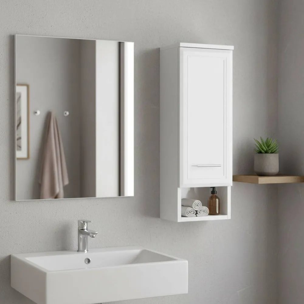 Wohnen Badezimmer-Hängeschrank Nina in Hochglanz Weiß