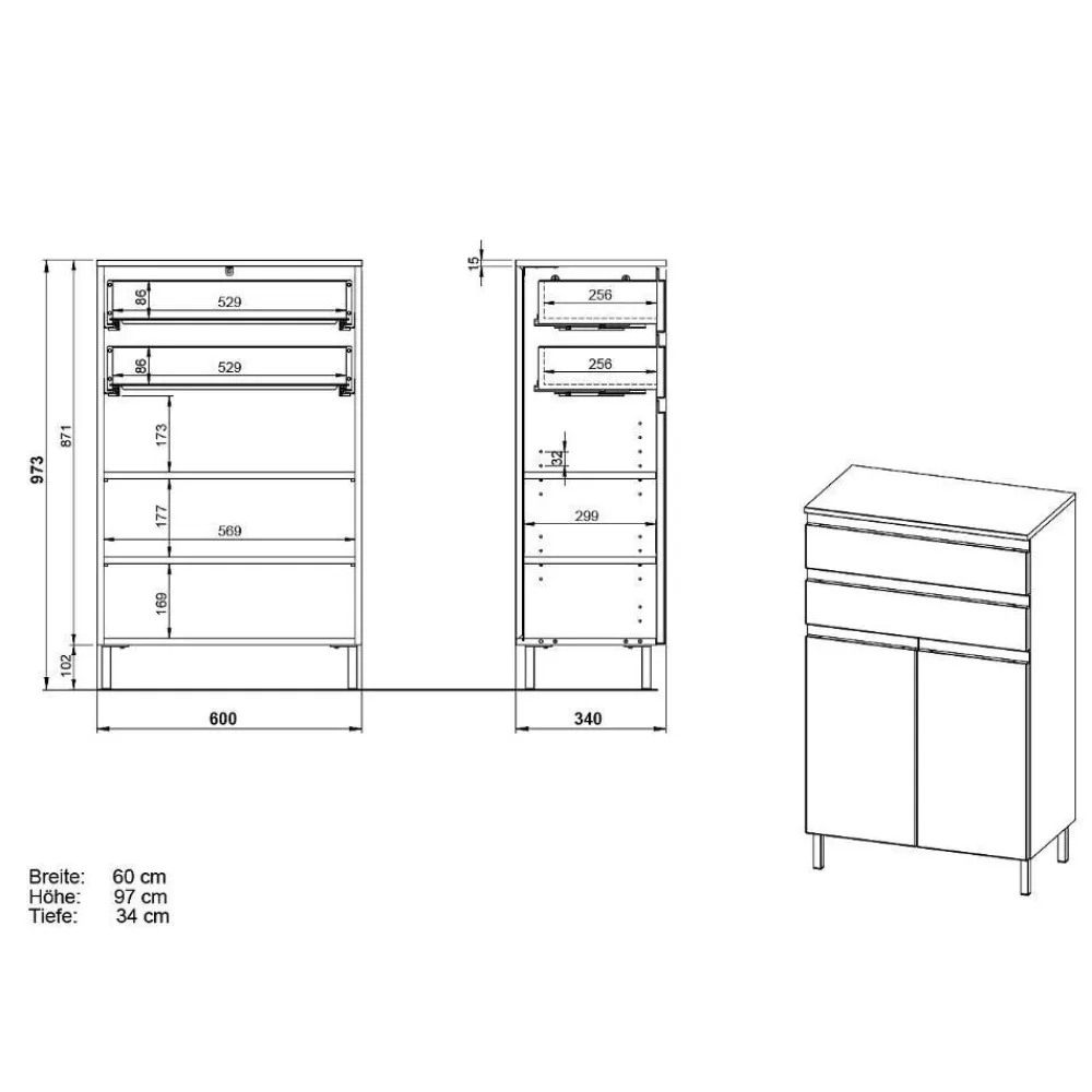 Wohnen Graue Möbel|Flurkommoden*Badezimmer-Kommode in Hellgrau - Dadra