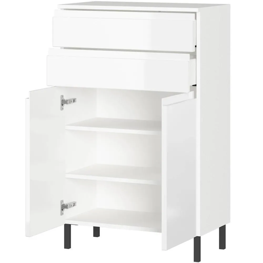 Wohnen Badezimmer-Kommode in Weiß Hochglanz - Loeesa