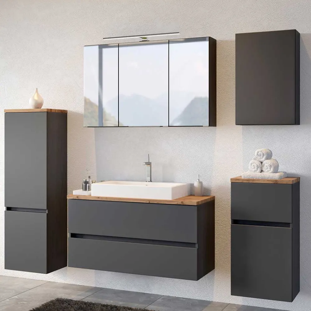 Wohnen Badezimmer Komplett*Badezimmermöbel als Komplett-Set - Noricas (fünfteilig)