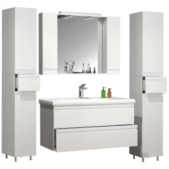 Wohnen Badezimmermöbel Block in Weiß - Departo (vierteilig)
