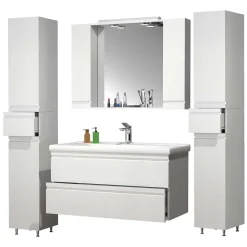 Wohnen Badezimmermöbel Block in Weiß - Departo (vierteilig)