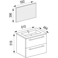 Wohnen Glasmöbel*Badezimmermöbel hängend - Caleena (dreiteilig)