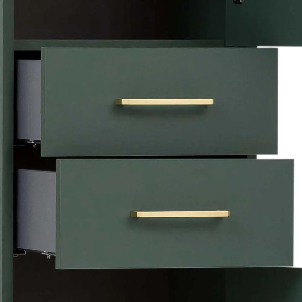 Wohnen Skandinavische Möbel|Badezimmer Komplett*Badezimmermöbel in Dunkelgrün & Gold - Aqua (dreiteilig)