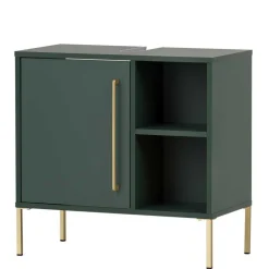 Wohnen Skandinavische Möbel|Badezimmer Komplett*Badezimmermöbel in Dunkelgrün & Gold - Aqua (dreiteilig)