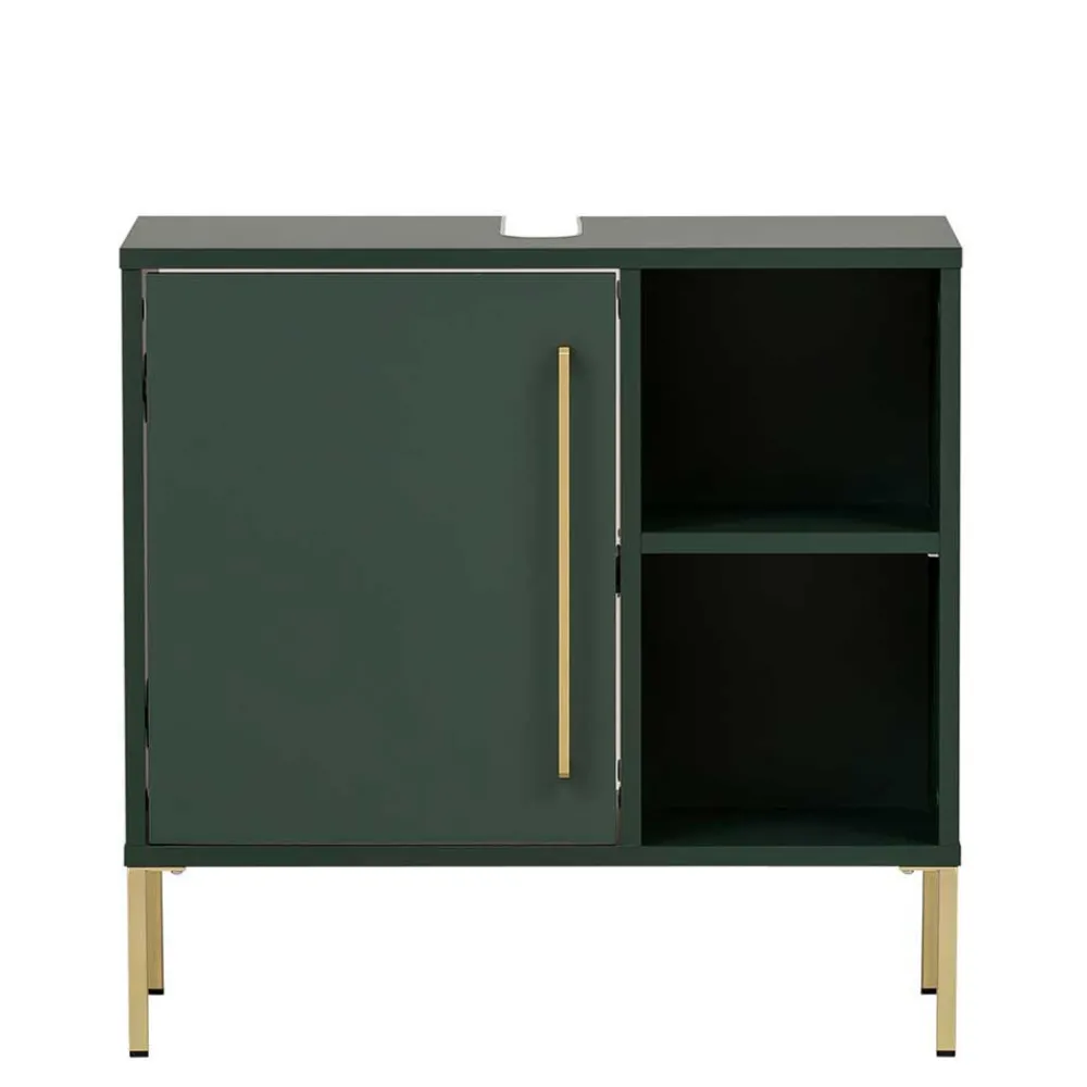 Wohnen Skandinavische Möbel|Badezimmer Komplett*Badezimmermöbel in Dunkelgrün & Gold - Aqua (dreiteilig)