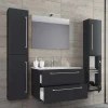 Wohnen Badezimmer Komplett*Badezimmermöbel in Schwarz - Gloriella (vierteilig)
