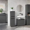 Wohnen Graue Möbel|Glasmöbel*Badezimmermöbel Kombi in Dunkelgrau - Rufu (fünfteilig)