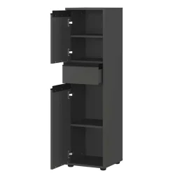 Wohnen Graue Möbel|Glasmöbel*Badezimmermöbel Kombi in Dunkelgrau - Rufu (fünfteilig)