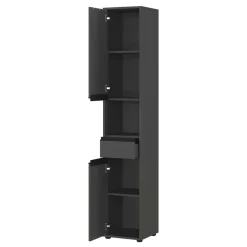 Wohnen Graue Möbel|Glasmöbel*Badezimmermöbel Kombi in Dunkelgrau - Rufu (fünfteilig)