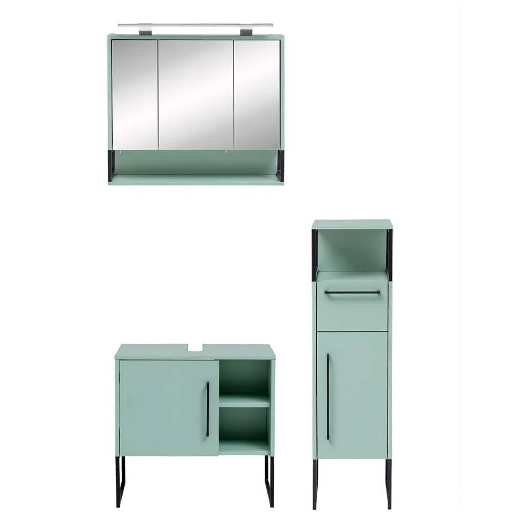 Wohnen Badezimmer Komplett*Badezimmermöbel Kombi in Mint mit Anthrazit - Esdrus (dreiteilig)