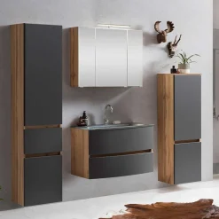 Wohnen Badezimmer Komplett*Badezimmermöbel Kombination zweifarbig - Larutta (vierteilig)