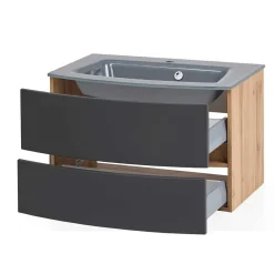 Wohnen Badezimmer Komplett*Badezimmermöbel Kombination zweifarbig - Larutta (vierteilig)