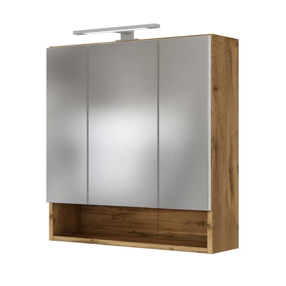 Wohnen Glasmöbel|Badezimmer Komplett*Badezimmermöbel Set 90 cm breit - Lemnas (dreiteilig)