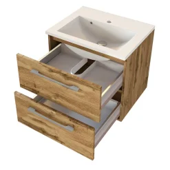 Wohnen Glasmöbel|Badezimmer Komplett*Badezimmermöbel Set 90 cm breit - Lemnas (dreiteilig)