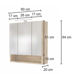 Wohnen Glasmöbel|Badezimmer Komplett*Badezimmermöbel Set 90 cm breit - Lemnas (dreiteilig)