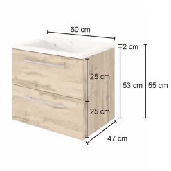 Wohnen Glasmöbel|Badezimmer Komplett*Badezimmermöbel Set 90 cm breit - Lemnas (dreiteilig)