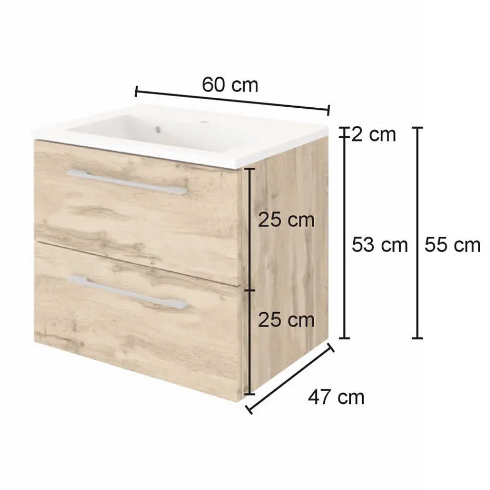Wohnen Glasmöbel|Badezimmer Komplett*Badezimmermöbel Set 90 cm breit - Lemnas (dreiteilig)