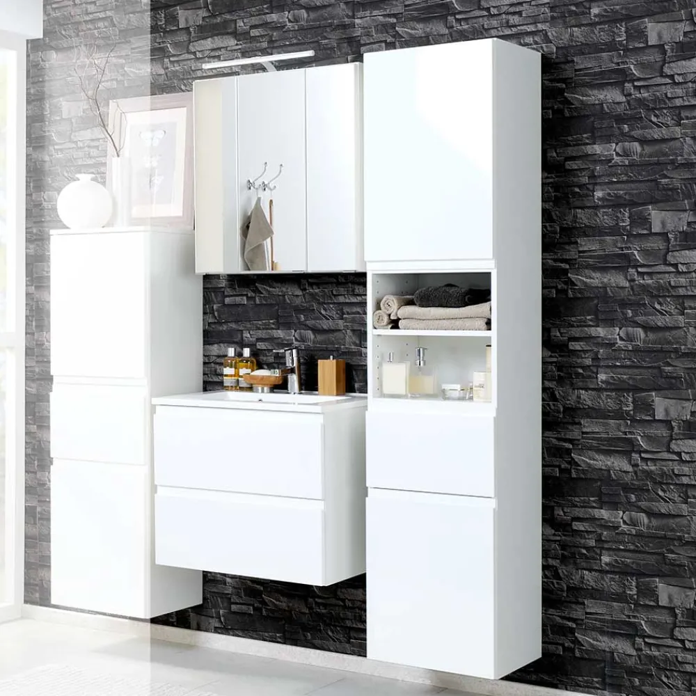 Wohnen Badezimmer Komplett*Badezimmermöbel Set Concetada mit 3D Spiegelschrank (dreiteilig)