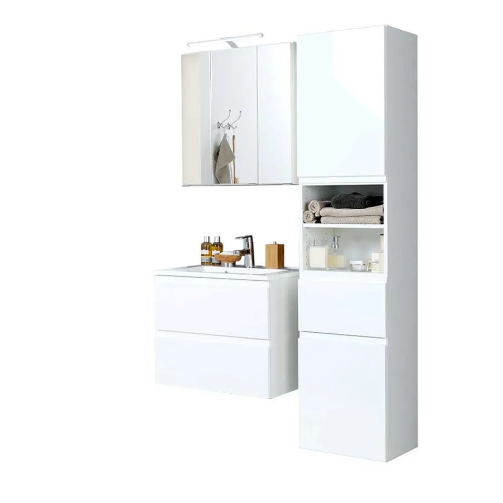 Wohnen Badezimmer Komplett*Badezimmermöbel Set Concetada mit 3D Spiegelschrank (dreiteilig)