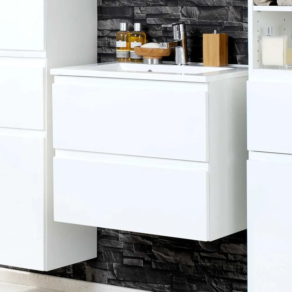 Wohnen Badezimmer Komplett*Badezimmermöbel Set Concetada mit 3D Spiegelschrank (dreiteilig)