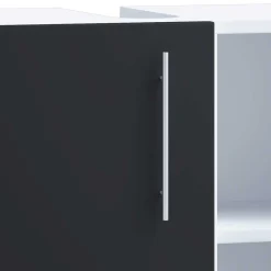 Wohnen Badezimmer Komplett*Badezimmermöbel Set in Weiß und Schwarz - Cranies (vierteilig)