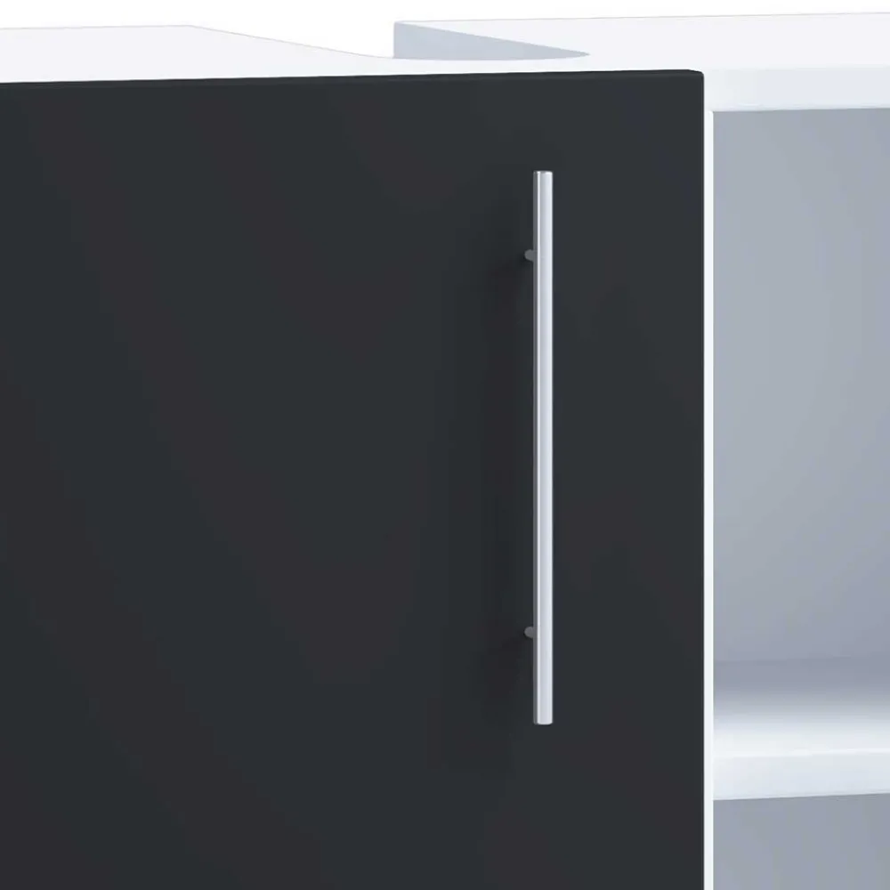 Wohnen Badezimmer Komplett*Badezimmermöbel Set in Weiß und Schwarz - Cranies (vierteilig)