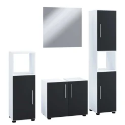 Wohnen Badezimmermöbel Set in Weiß Schwarz - Cranies I (vierteilig)