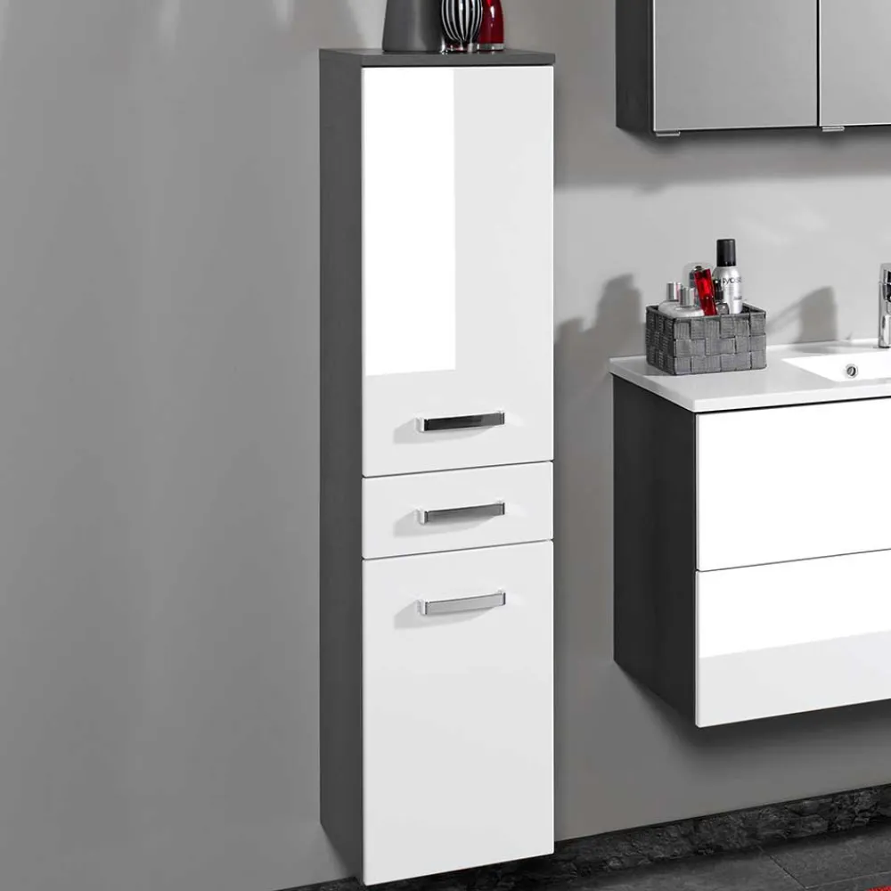 Wohnen Badezimmer Komplett*Badezimmermöbel Set Tiamos in Weiß Hochglanz (vierteilig)