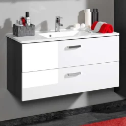 Wohnen Badezimmer Komplett*Badezimmermöbel Set Tiamos in Weiß Hochglanz (vierteilig)