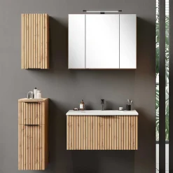 Wohnen Badezimmermöbel Setangebot in Wildeiche - Crystoga (vierteilig)