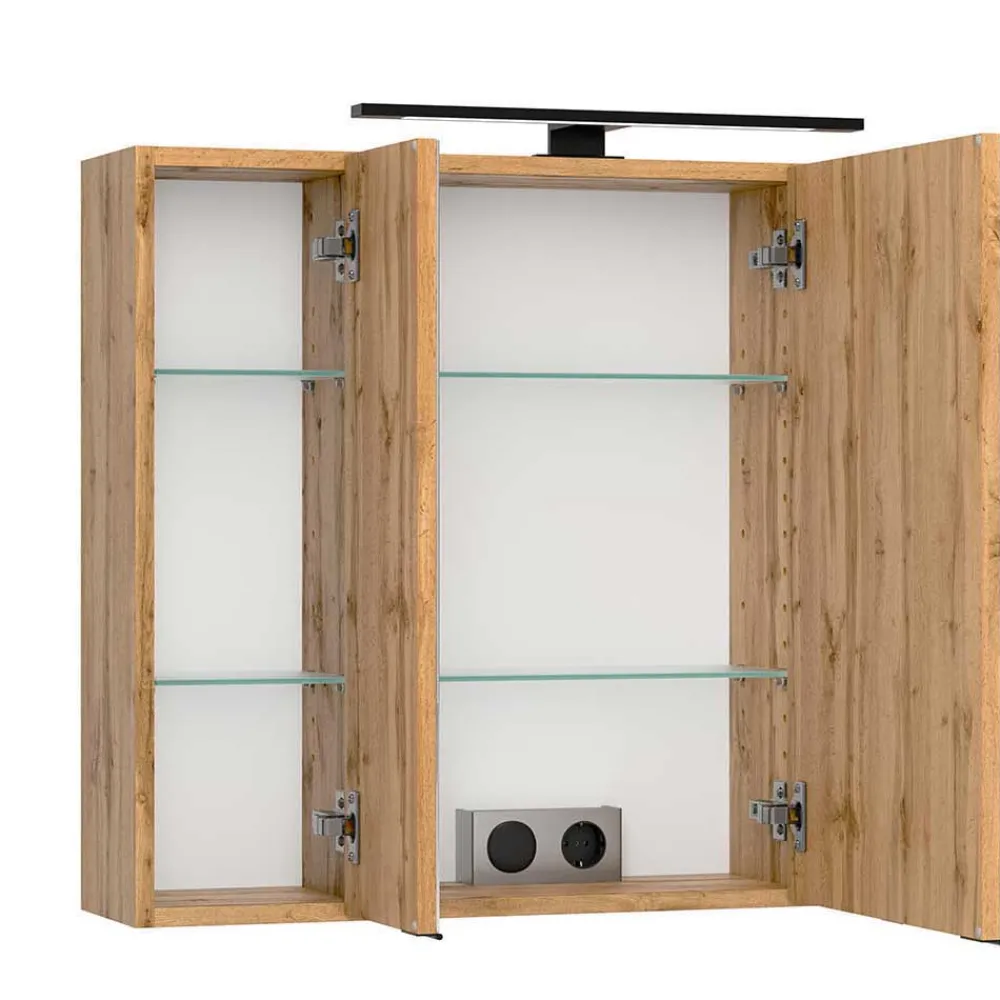 Wohnen Badezimmermöbel Setangebot in Wildeiche - Crystoga (vierteilig)